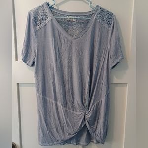 24/7 MAURICES Women's Lavender Floral Lace Soft Top, L